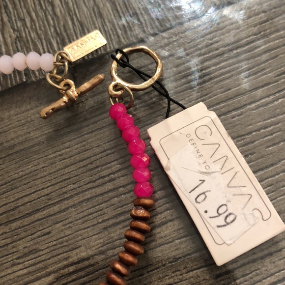 CANVAS Memory Wire Bracelet w/ Leather Tassel & Cross Charms - Picture 2 of 9